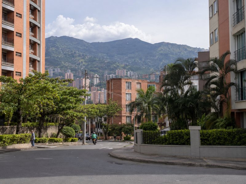 Residential Belén neighborhood with mountain backdrop