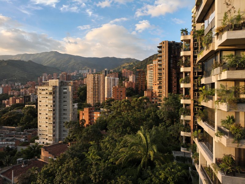 El Poblado high-rises in the green hills of Medellín